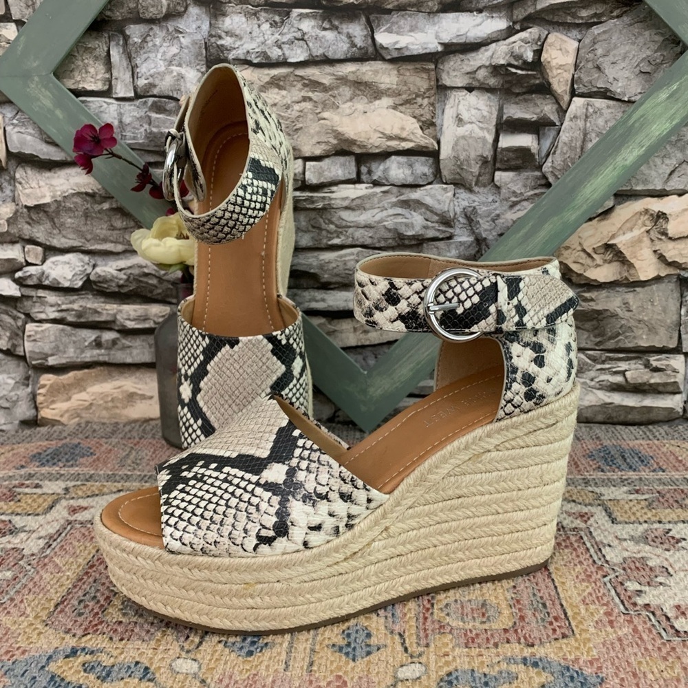 #03 Nine West Adell Snake Espadrille Platform Wedge Heel Sandals Shoes Women’s 8